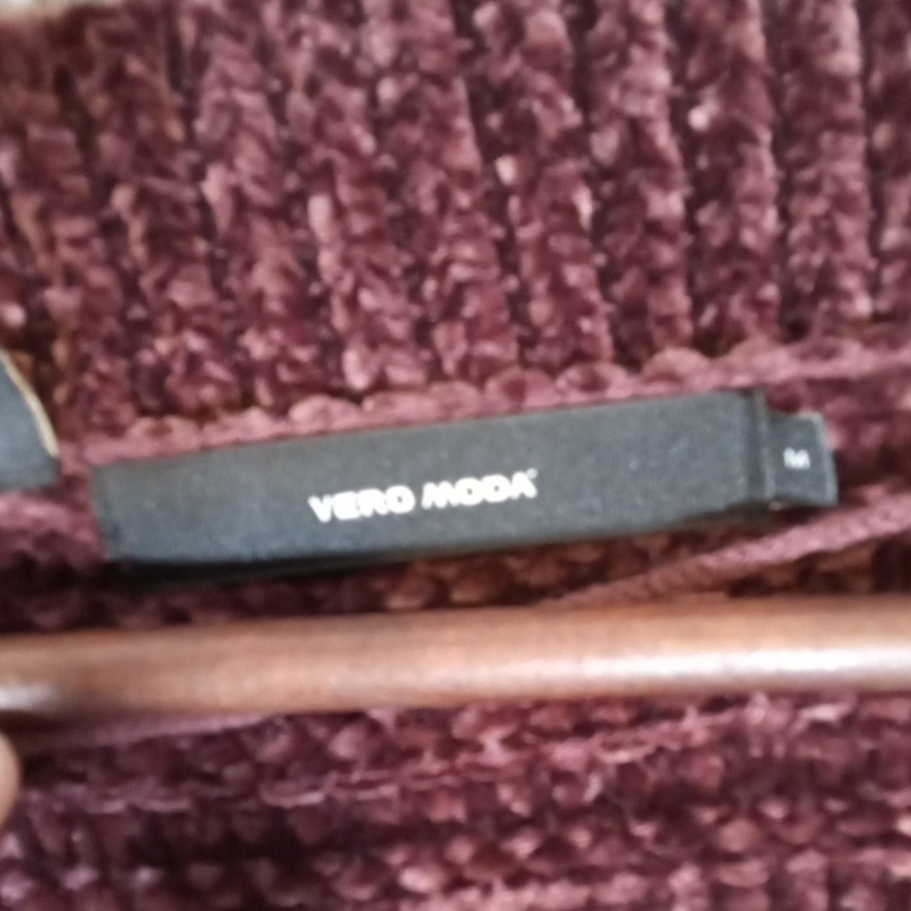 Vero Moda Deep Burgundy Vmfoster Bew Chenille Open Cardigan Size Medium - Picture 2 of 9